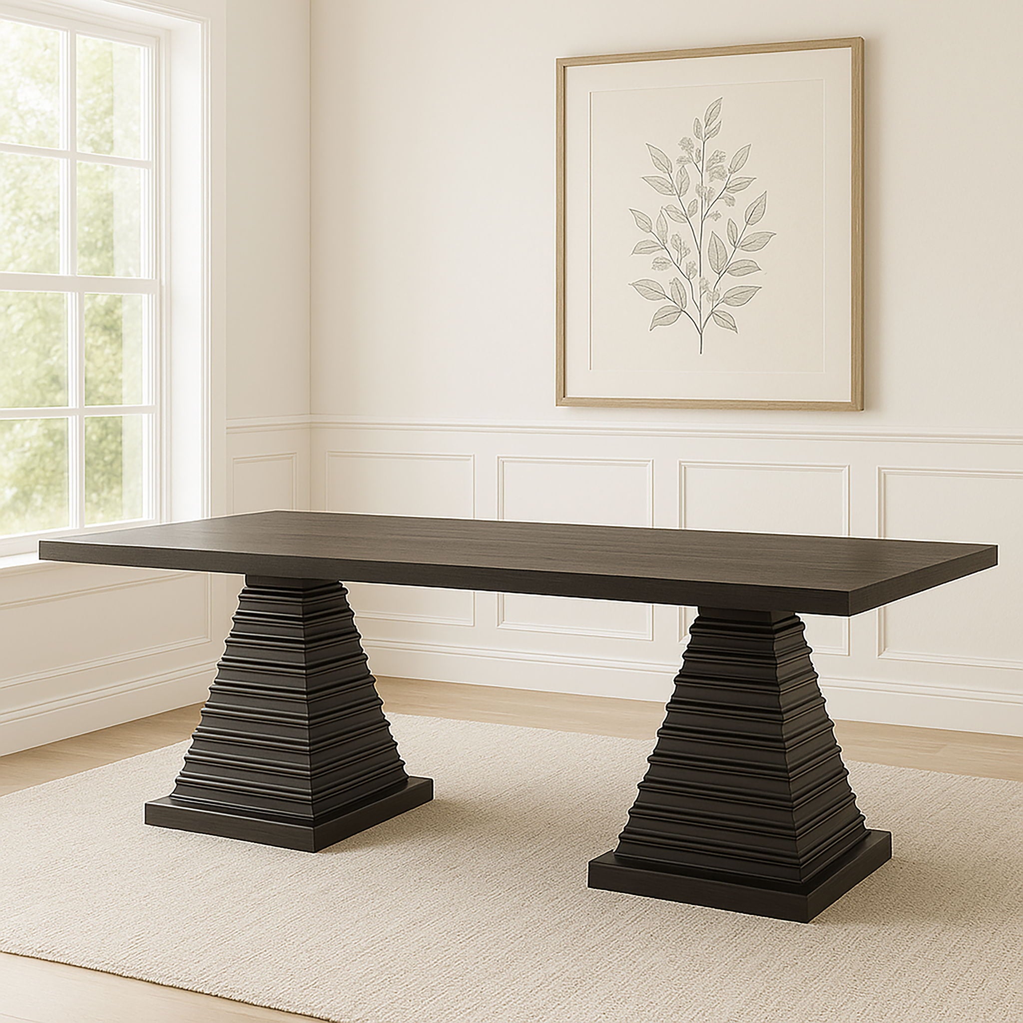 Plateau - 78" Rectangle Dining Table - Top & Base - Dark Brown