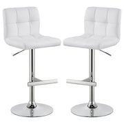 Lenny Upholstered Adjustable Bar Stool White (Set of 2)