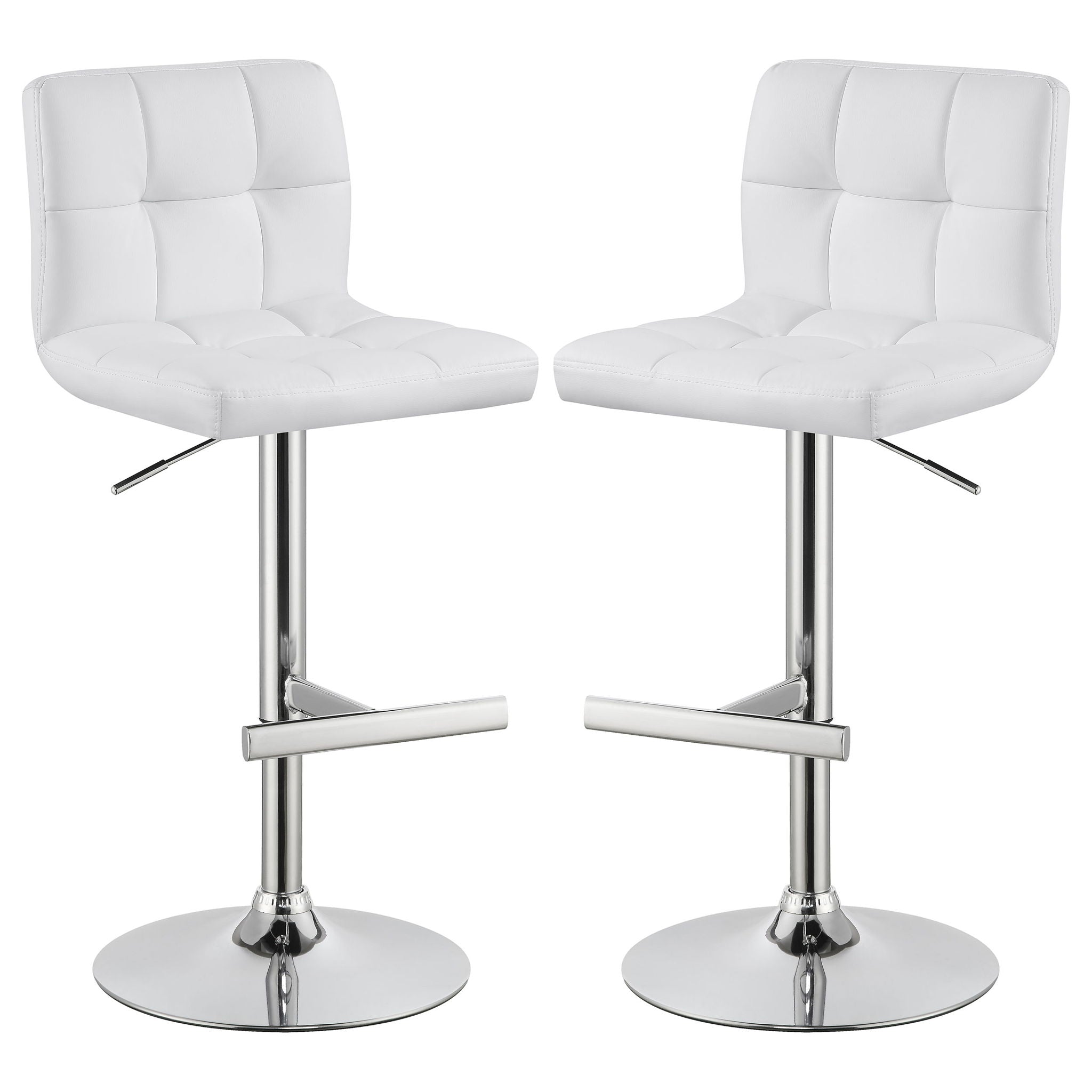 Lenny Upholstered Adjustable Bar Stool White (Set of 2)