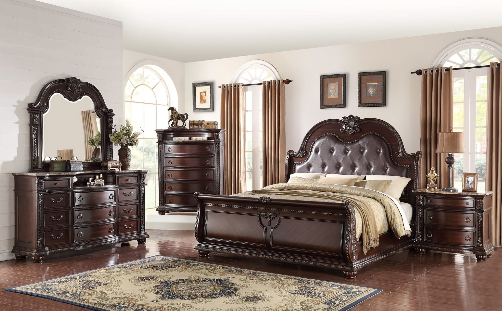 Stanley - King 4 Piece Bedroom Set - Cherry