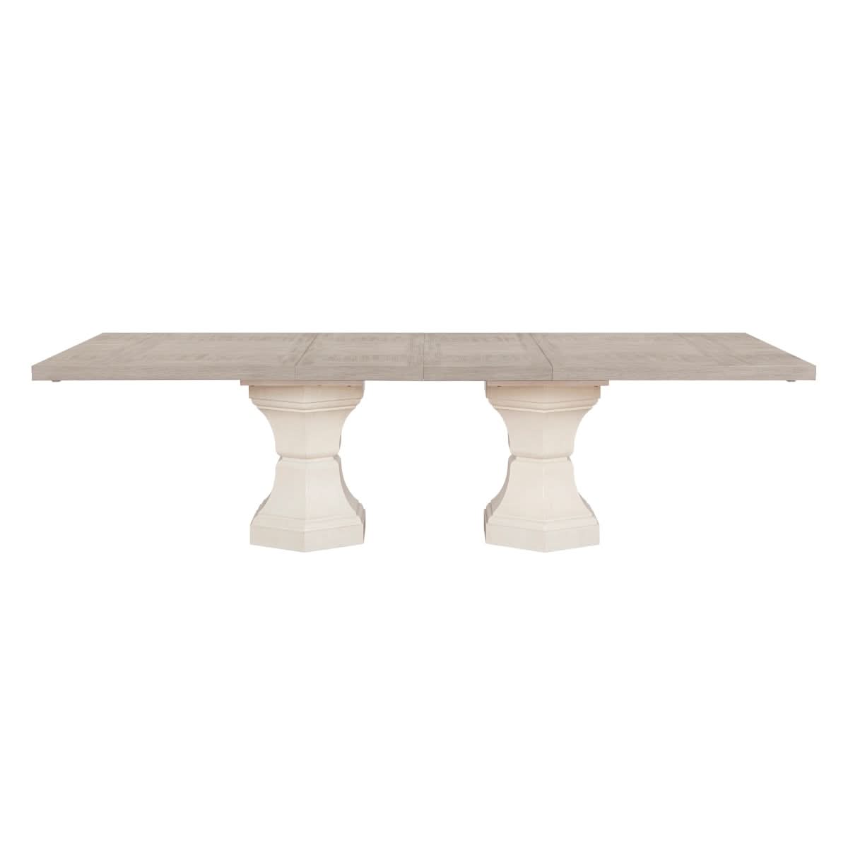 Santa Cruz Light Wood Contemporary 7PC Dining Set with Upholstered Chairs and Pedestal Base