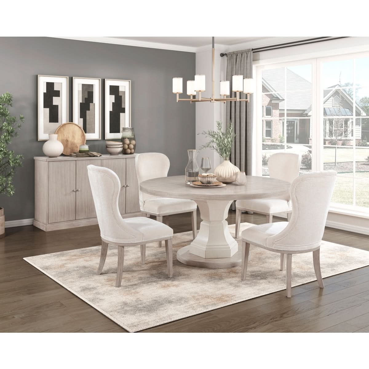 Santa Cruz Light Gray Contemporary Server with Storage Cabinets and Adjustable Shelving