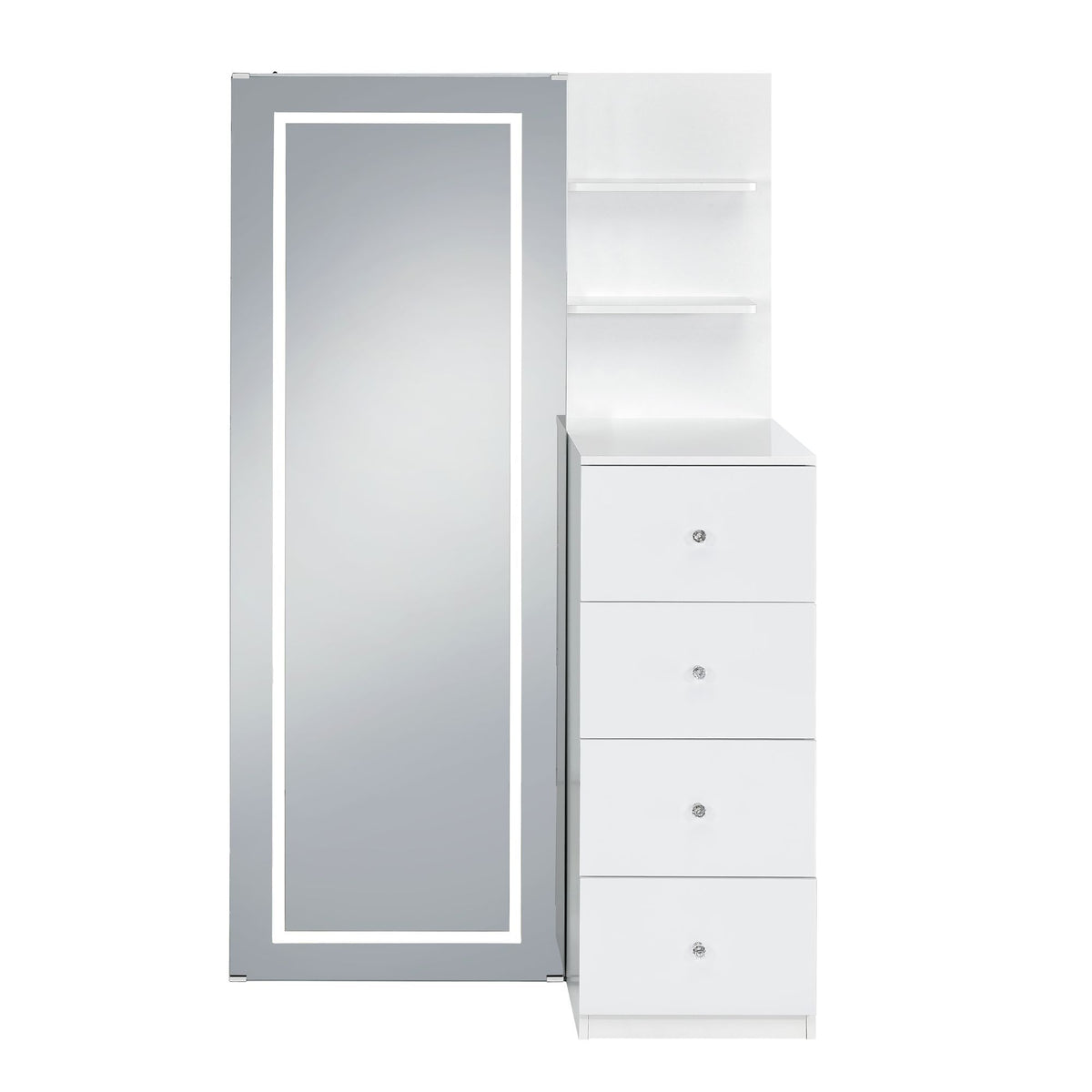 Vancouver - Floor Mirror With Storage - White