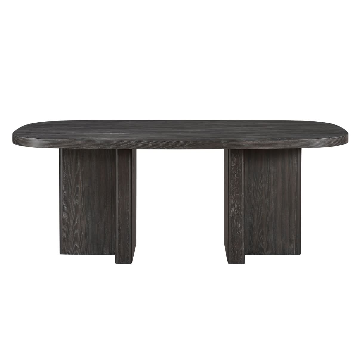 Danford Ebony Contemporary 7PC Dining Set with Textured Wood Grain Table and Boucle Chairs