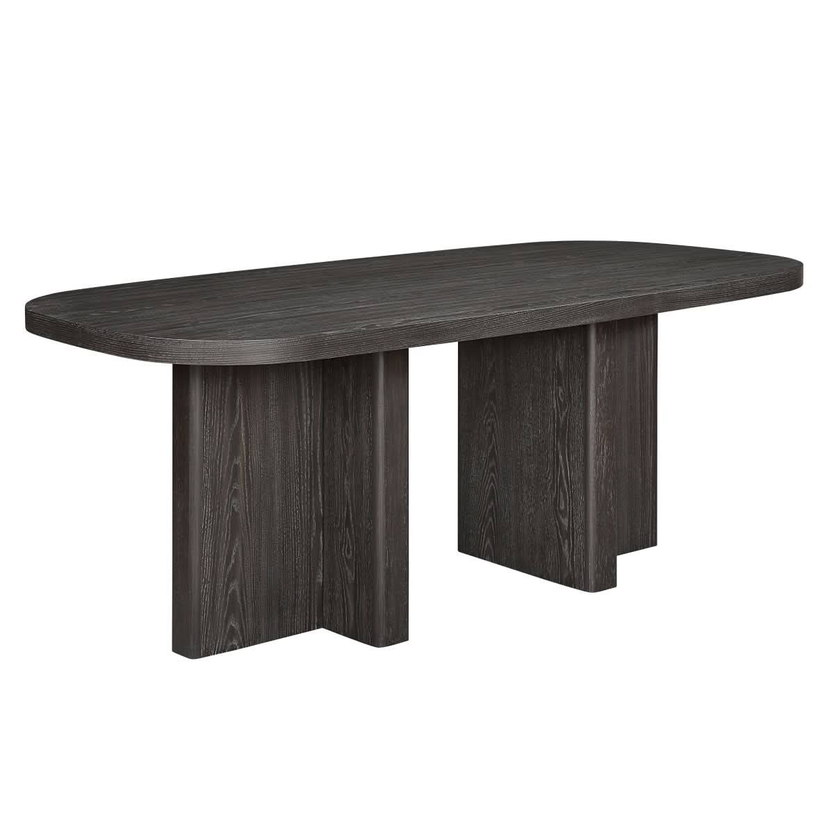 Danford Ebony Contemporary Dining Table with Textured Wood Grain Surface