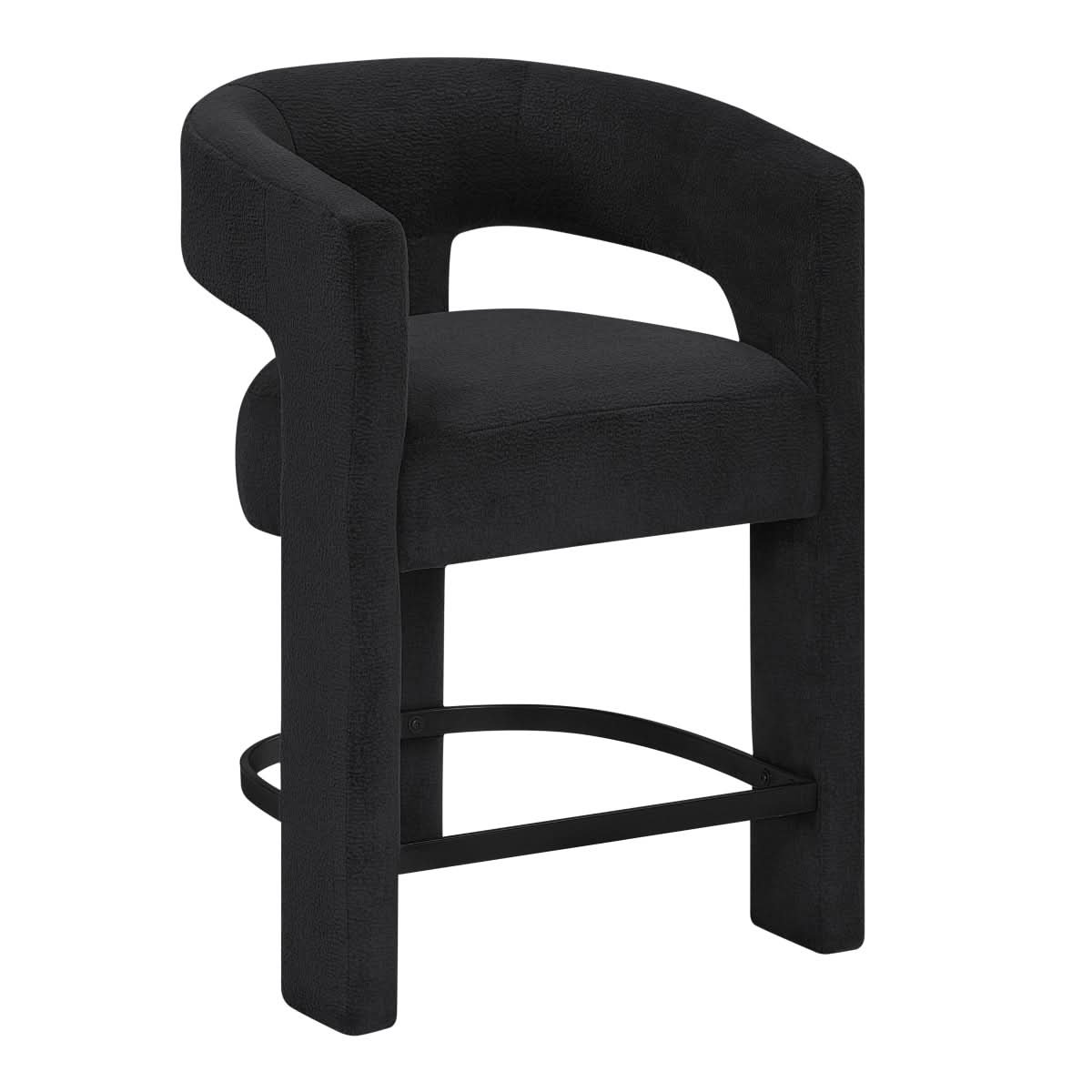 Helen Contemporary Counter Height Stools in Light Gray Black or Orange with Boucle Upholstery