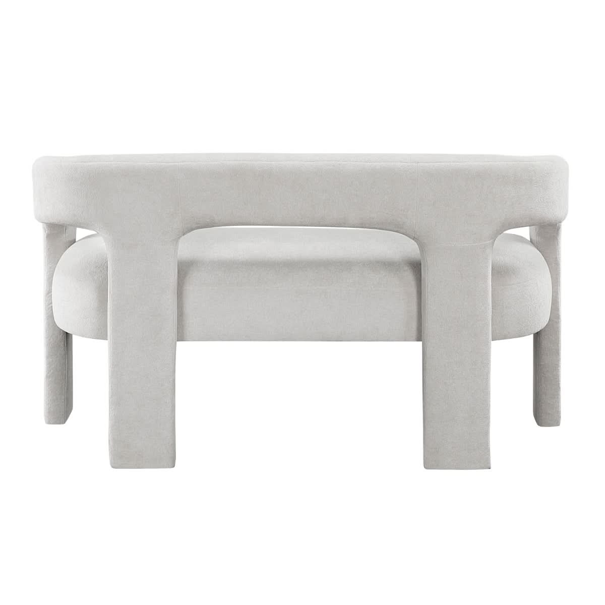 Helen Contemporary Dining Bench in Light Gray Black or Orange with Boucle Upholstery