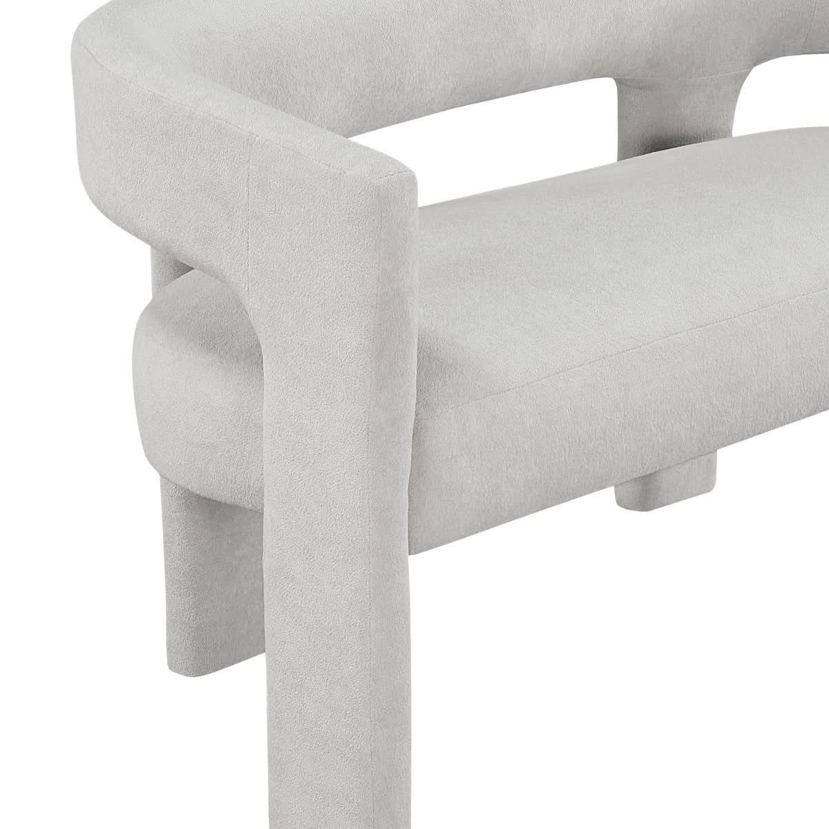 Helen Contemporary Dining Bench in Light Gray Black or Orange with Boucle Upholstery