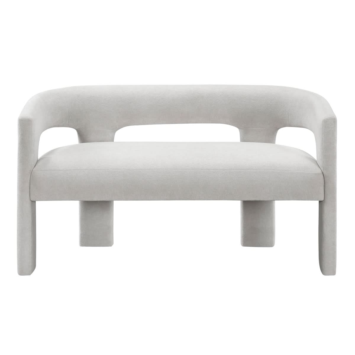 Helen Contemporary Dining Bench in Light Gray Black or Orange with Boucle Upholstery