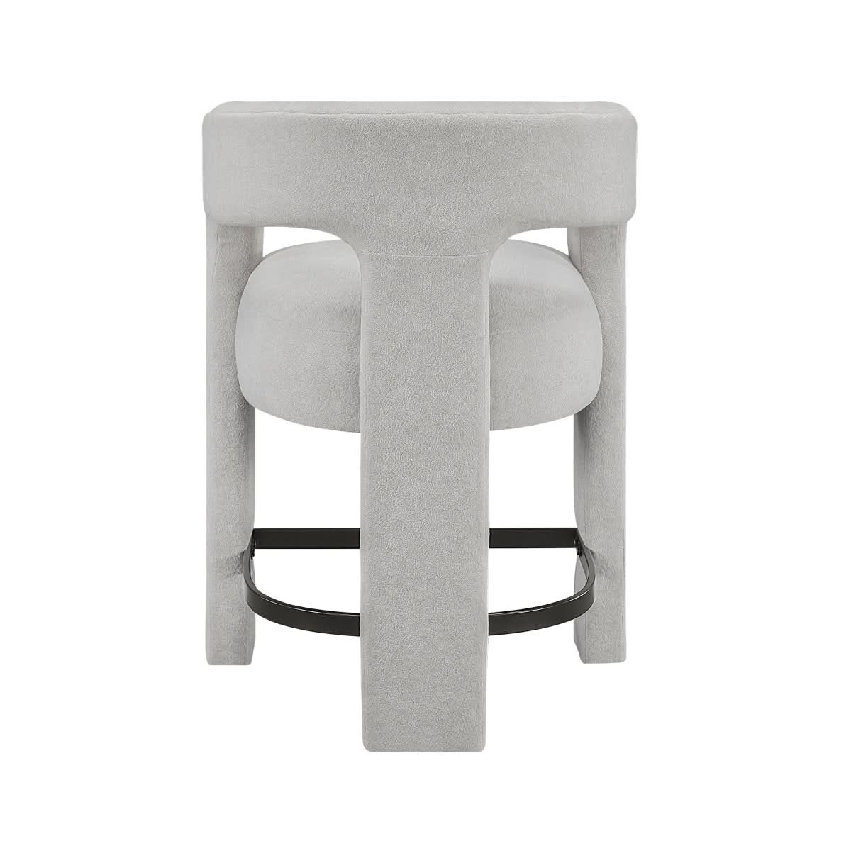 Helen Contemporary Counter Height Stools in Light Gray Black or Orange with Boucle Upholstery