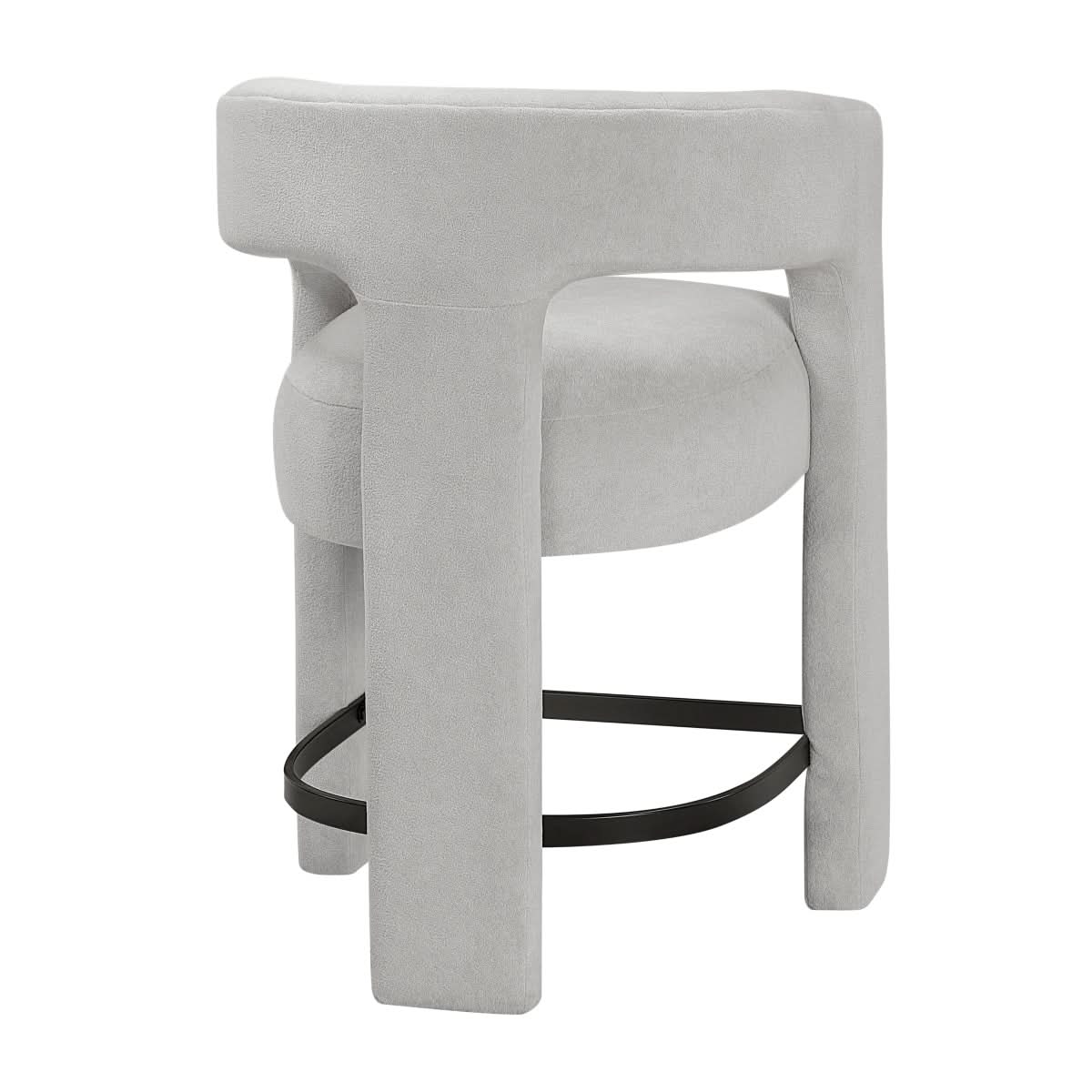 Helen Contemporary Counter Height Stools in Light Gray Black or Orange with Boucle Upholstery