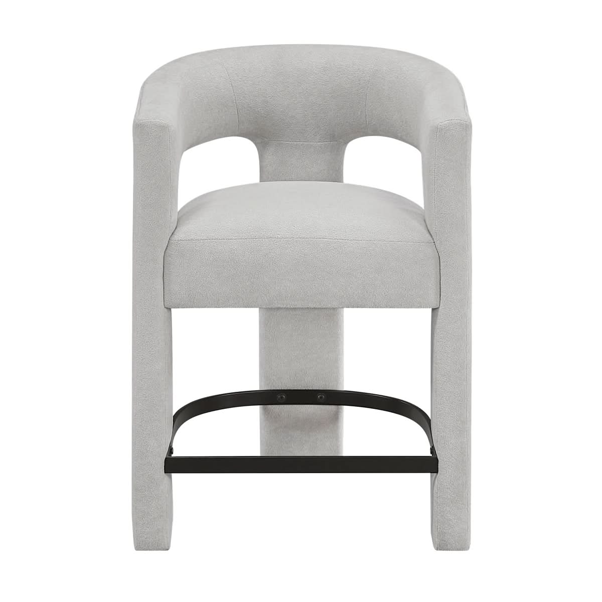Helen Contemporary Counter Height Stools in Light Gray Black or Orange with Boucle Upholstery