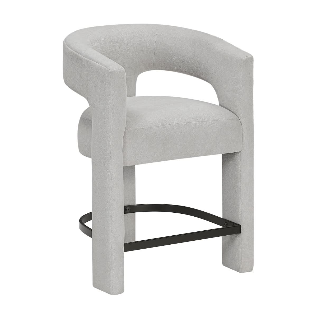 Helen Contemporary Counter Height Stools in Light Gray Black or Orange with Boucle Upholstery