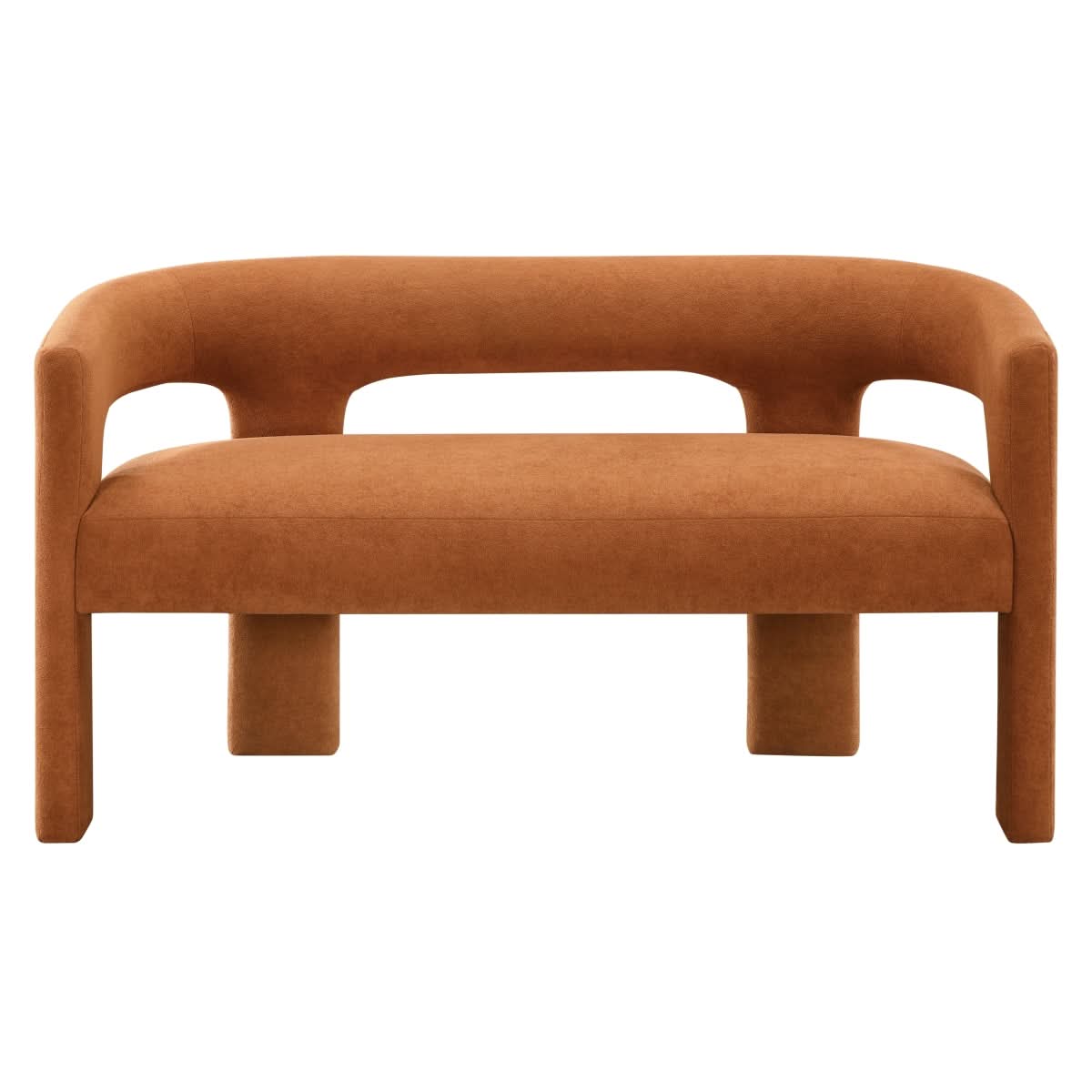 Helen Contemporary Dining Bench in Light Gray Black or Orange with Boucle Upholstery