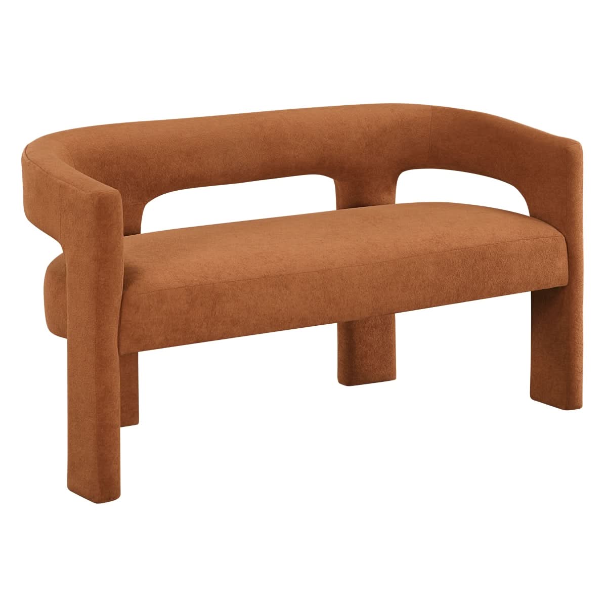 Helen Contemporary Dining Bench in Light Gray Black or Orange with Boucle Upholstery