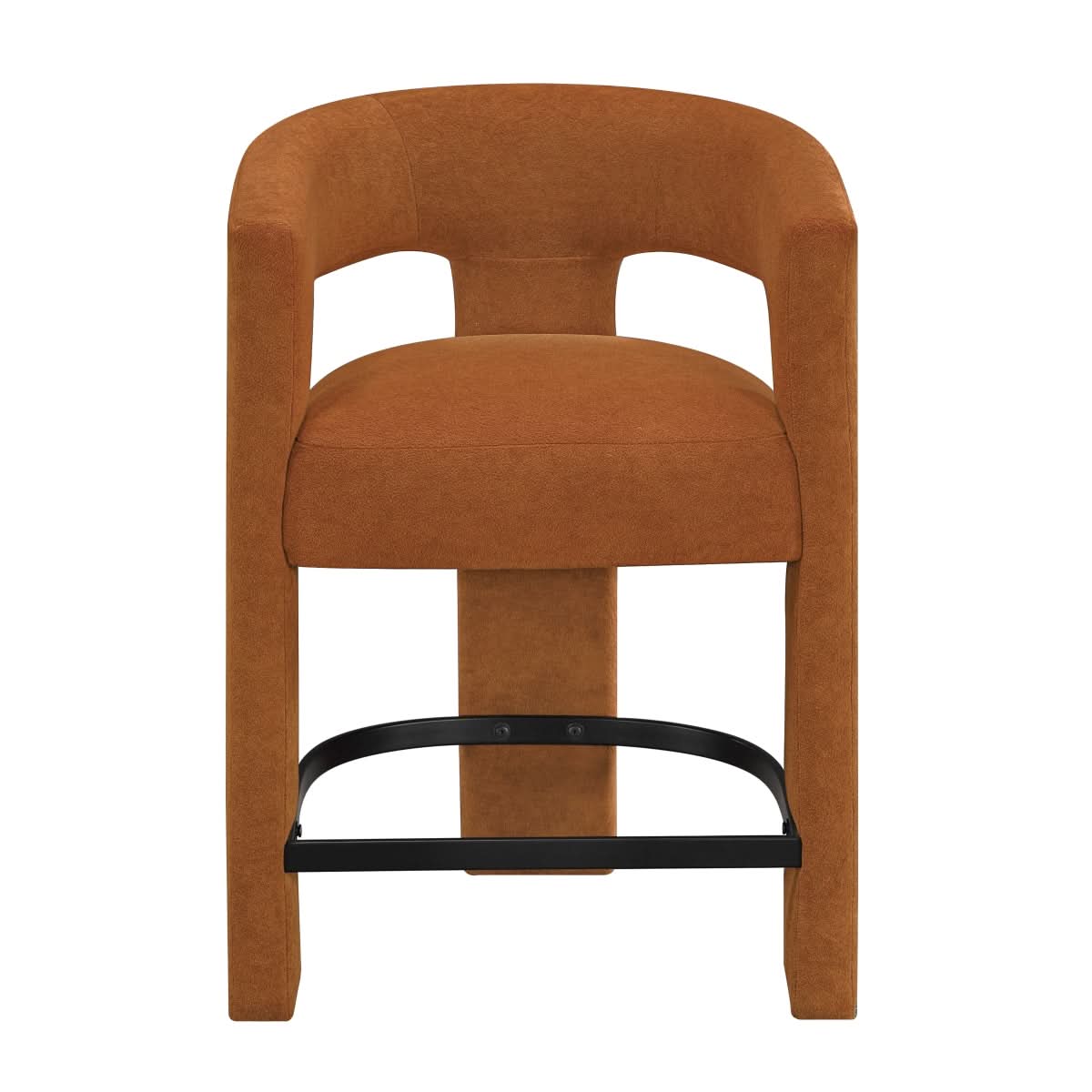 Helen Contemporary Counter Height Stools in Light Gray Black or Orange with Boucle Upholstery