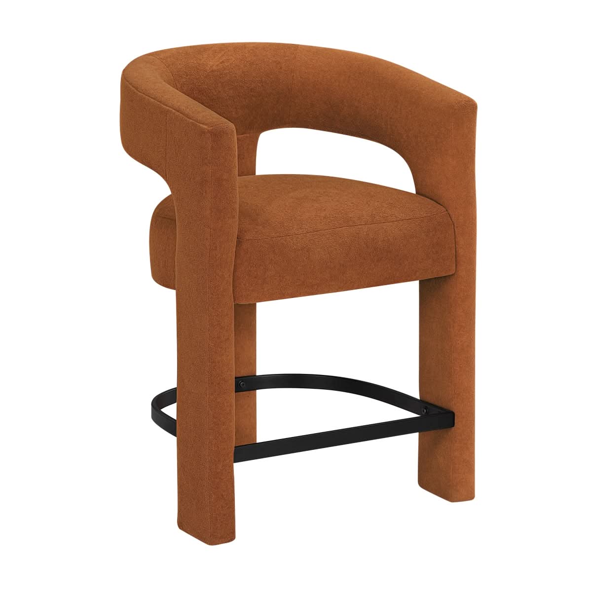 Helen Contemporary Counter Height Stools in Light Gray Black or Orange with Boucle Upholstery