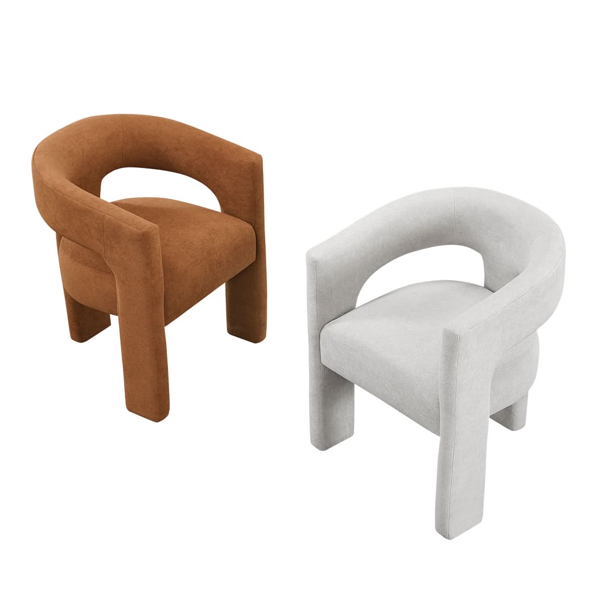 Helen Contemporary Dining Chairs in Light Gray Black or Orange with Boucle Upholstery