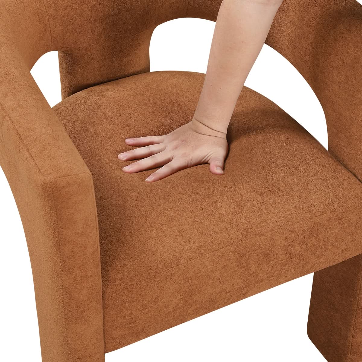 Helen Contemporary Dining Chairs in Light Gray Black or Orange with Boucle Upholstery