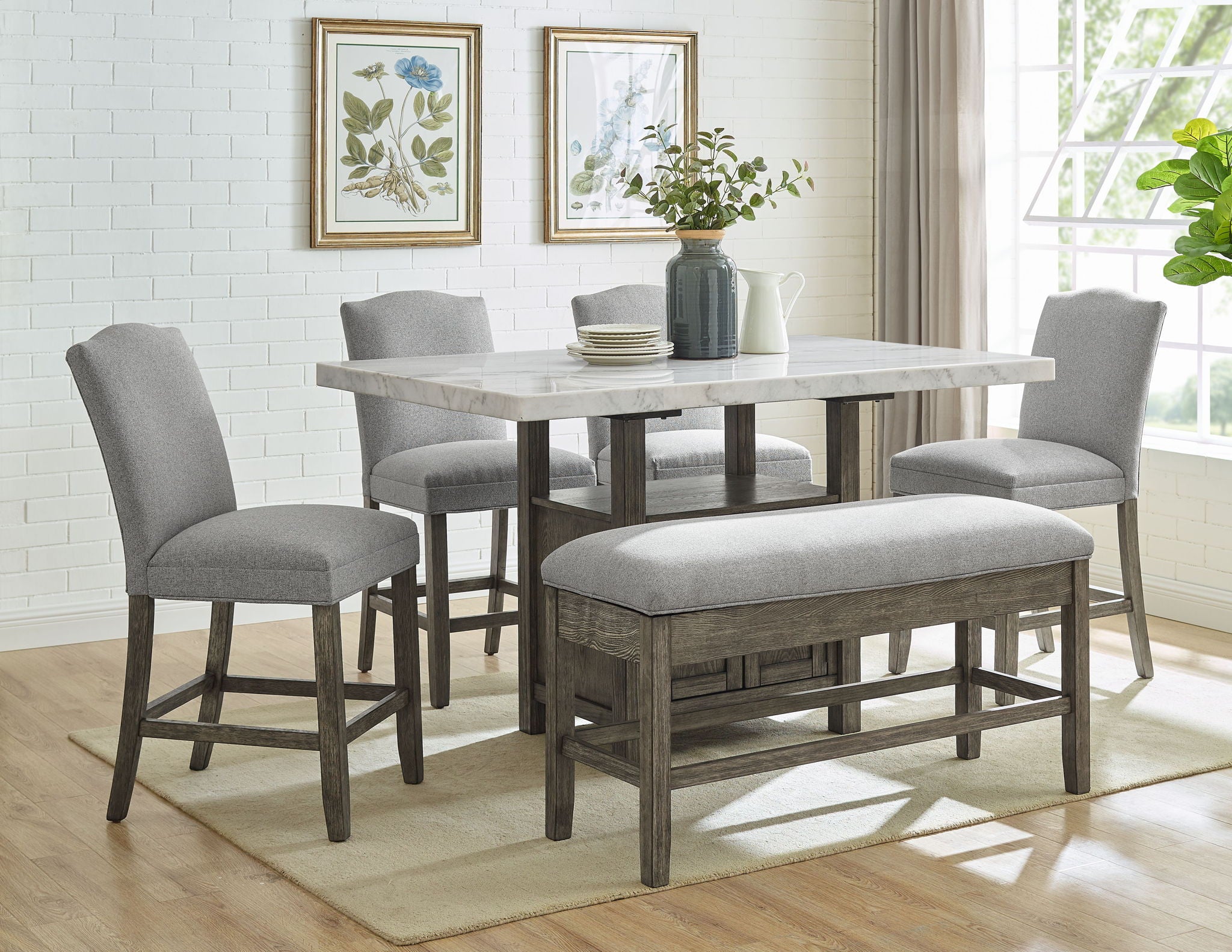 Grayson - Counter Height Set With White Top Table