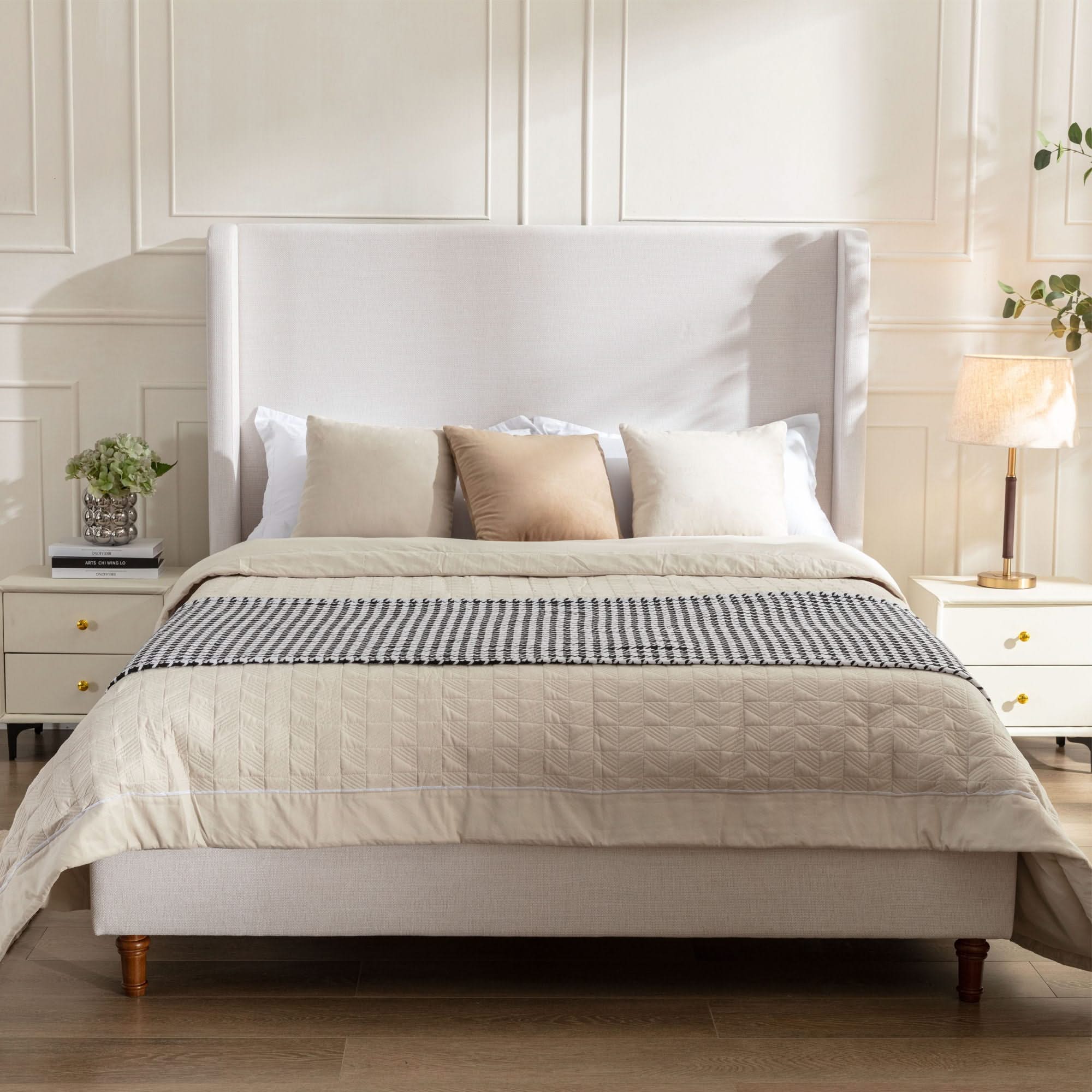 Harper - Tall Headboard Upholstered Bed / High Headboard / Elegant Simplicity / No Box Spring Needed