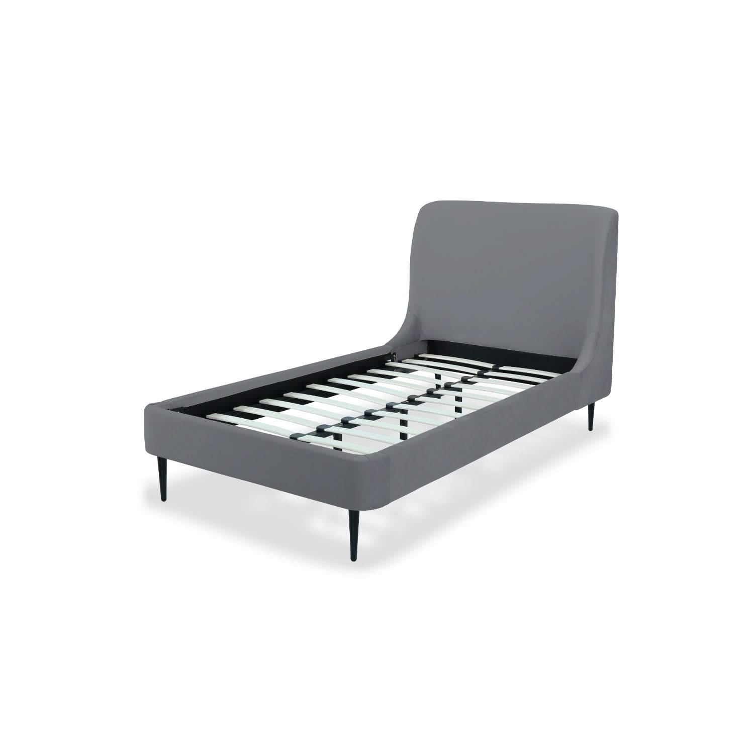 Twin Bed With Curved Headboard - Gray / Black
