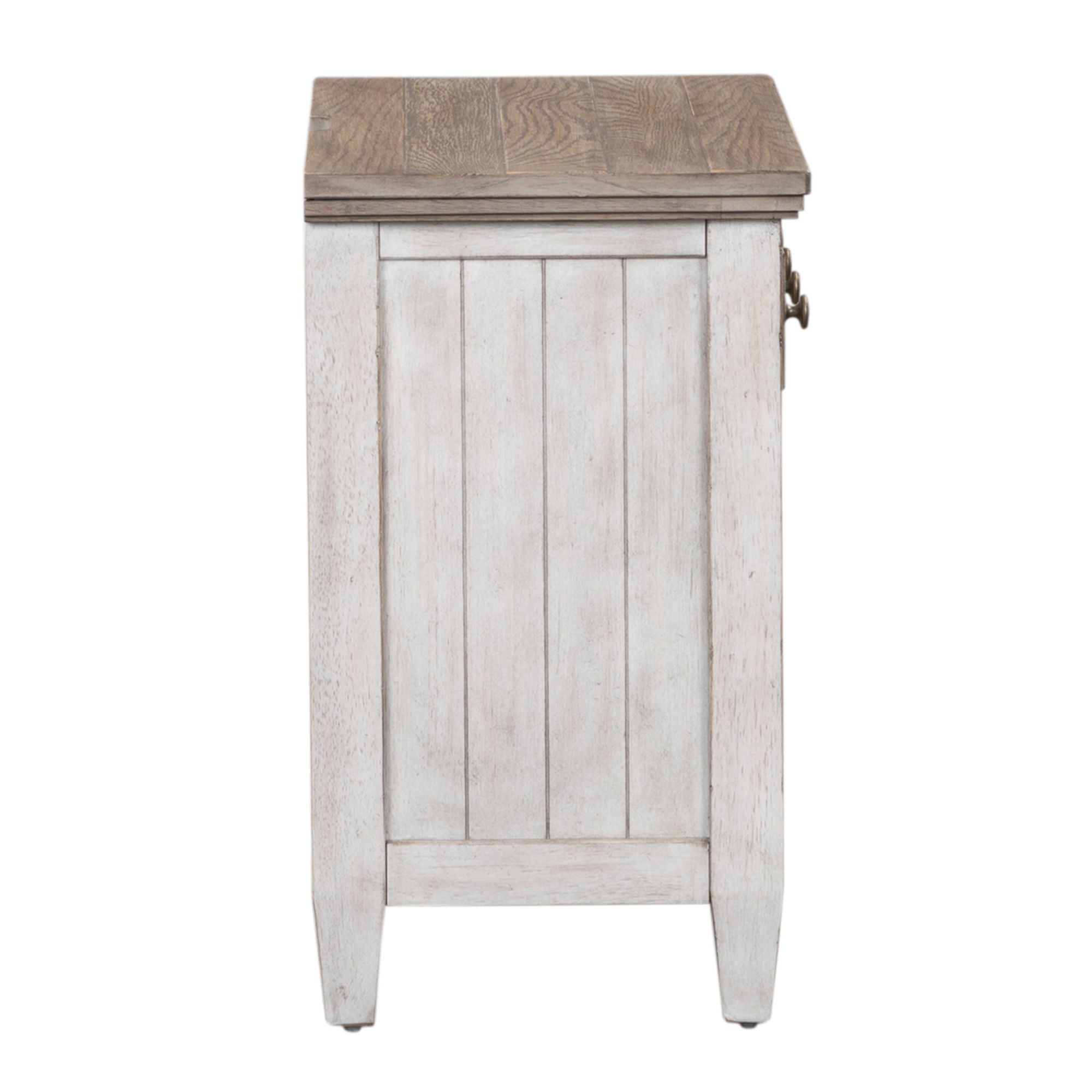 Heartland - 1 Drawer Nightstand With Charging Station - Antique White / Tobacco Tops
