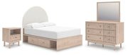 Arloster - 4 Pc. - Full Panel Storage Bed, Dresser, Mirror And Nightstand - Tan