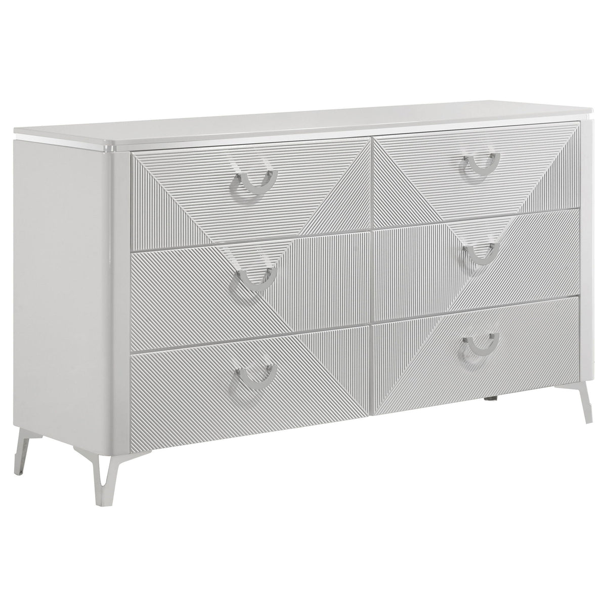 Cassia 5-piece Queen LED Bedroom Set White High Gloss