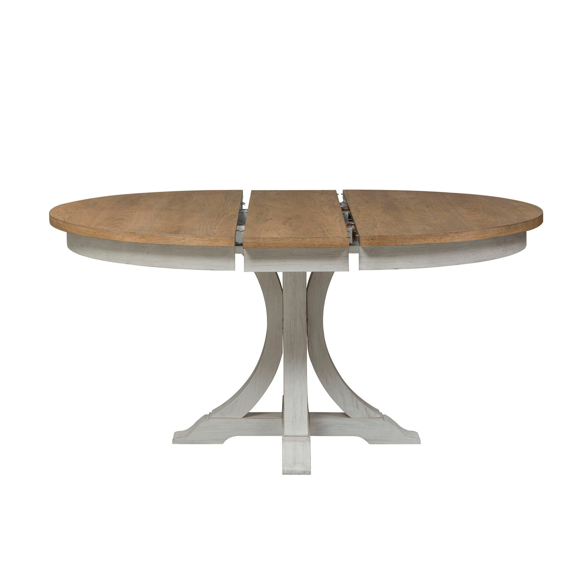 Farmhouse Reimagined - Pedestal Table - Antique White / Chestnut Tops