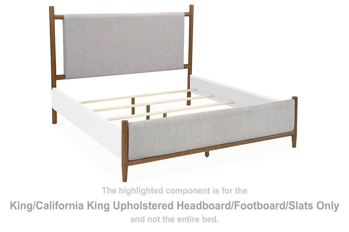 Lyncott - King/California King Upholstered Headboard/Footboard/Slats - Gray / Brown