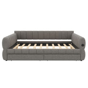 Upholstered Platform Bed With USB Charging And 2 Storage Drawers
