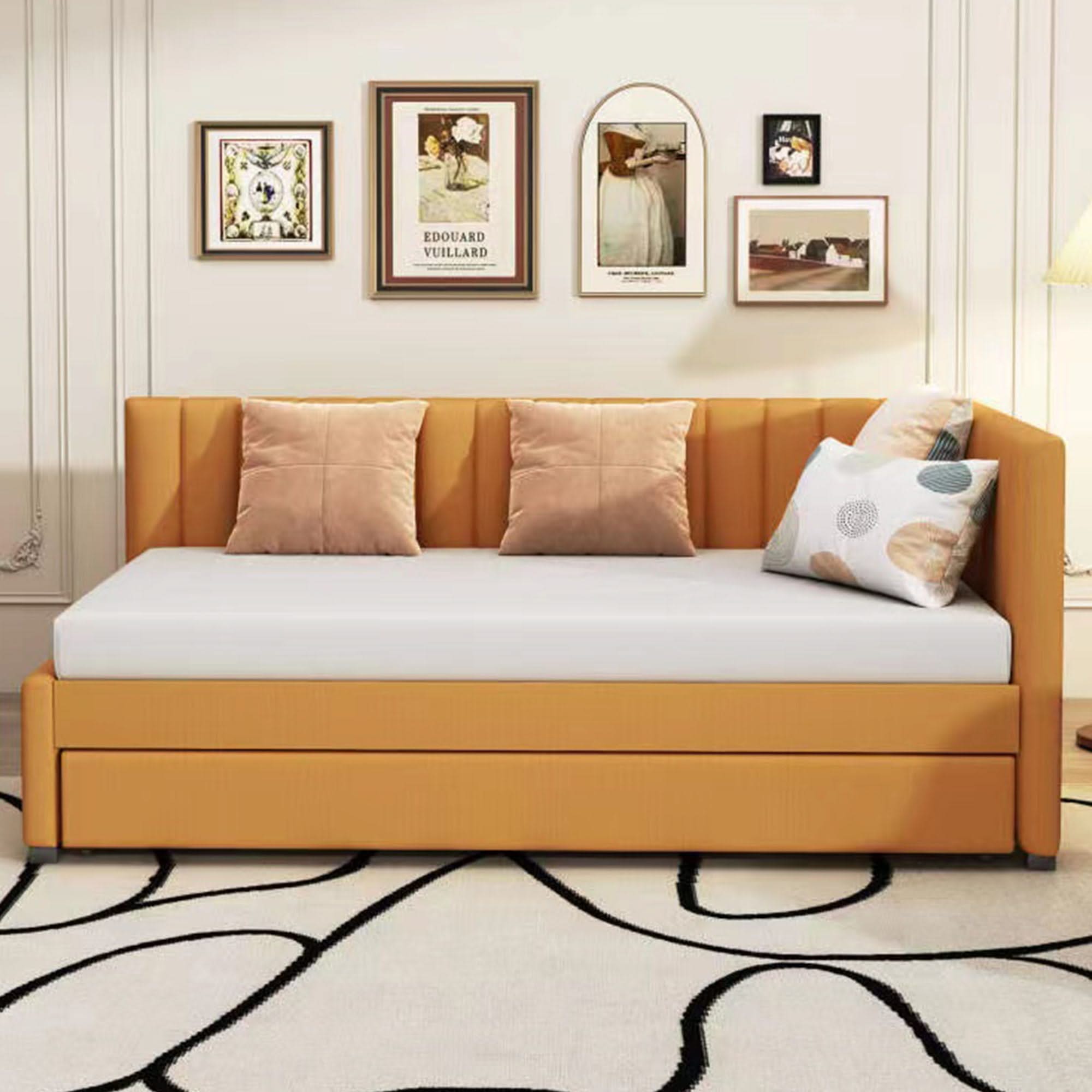 Upholstered Daybed, Sofa Bed Frame, No Box Spring Needed