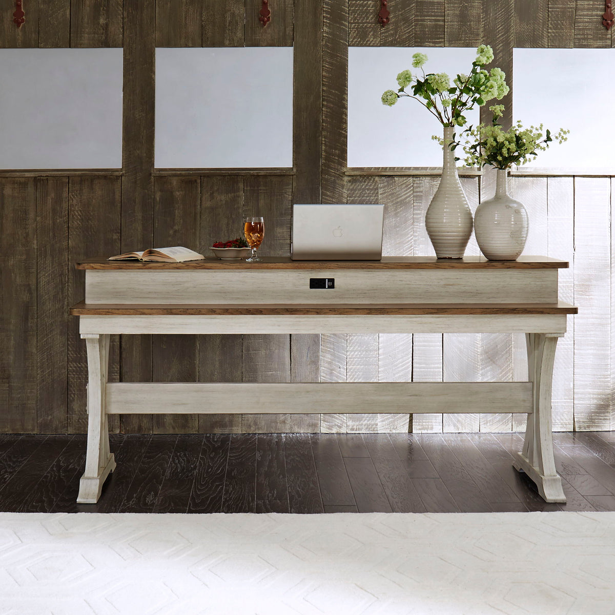 Farmhouse Reimagined - 4 Piece Dining Room Set - Antique White / Chestnut Tops