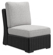 Beachcroft - Armless Chair With Cushion - Black / Light Gray