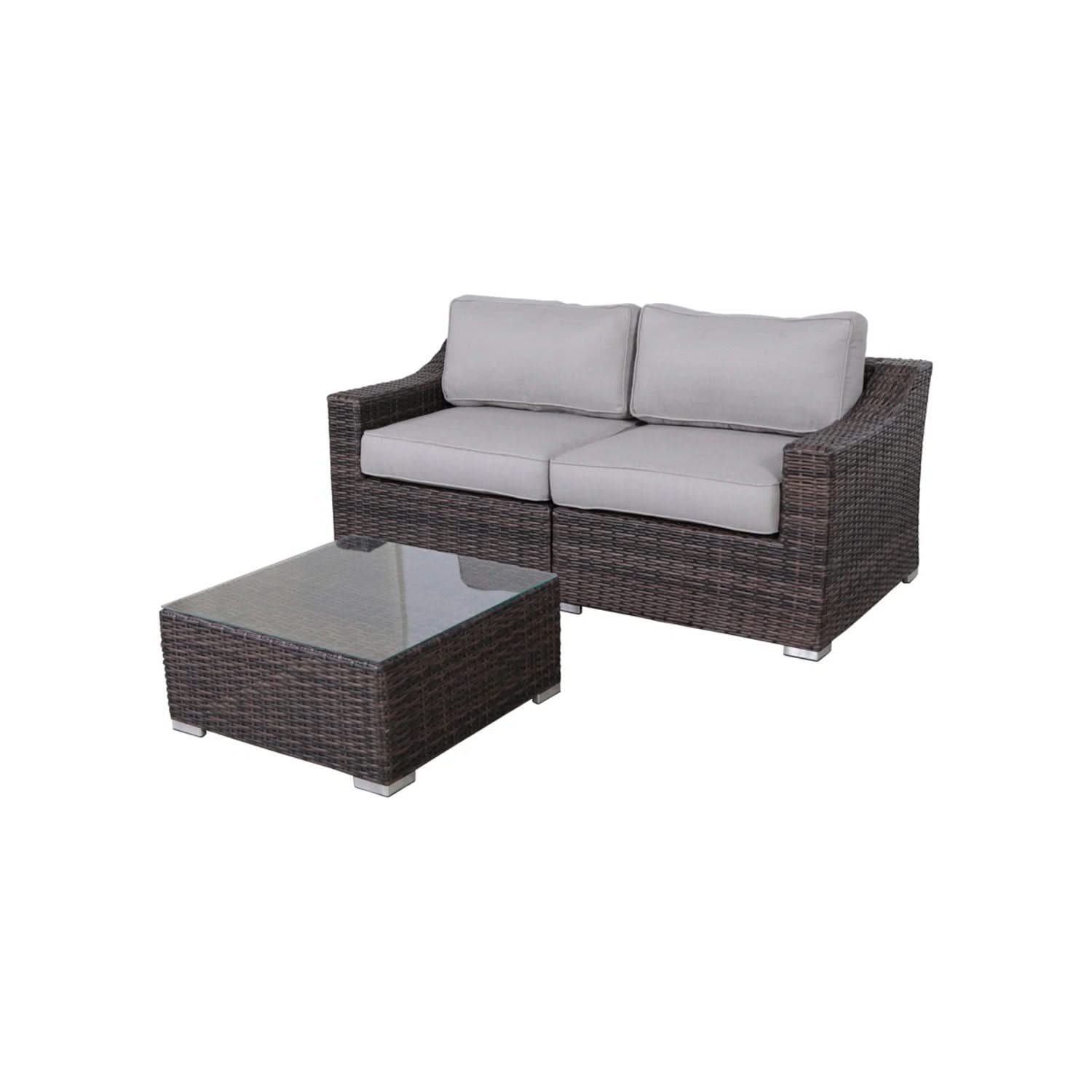 Outdoor Wicker Conversation Set With Cushions, All Weather