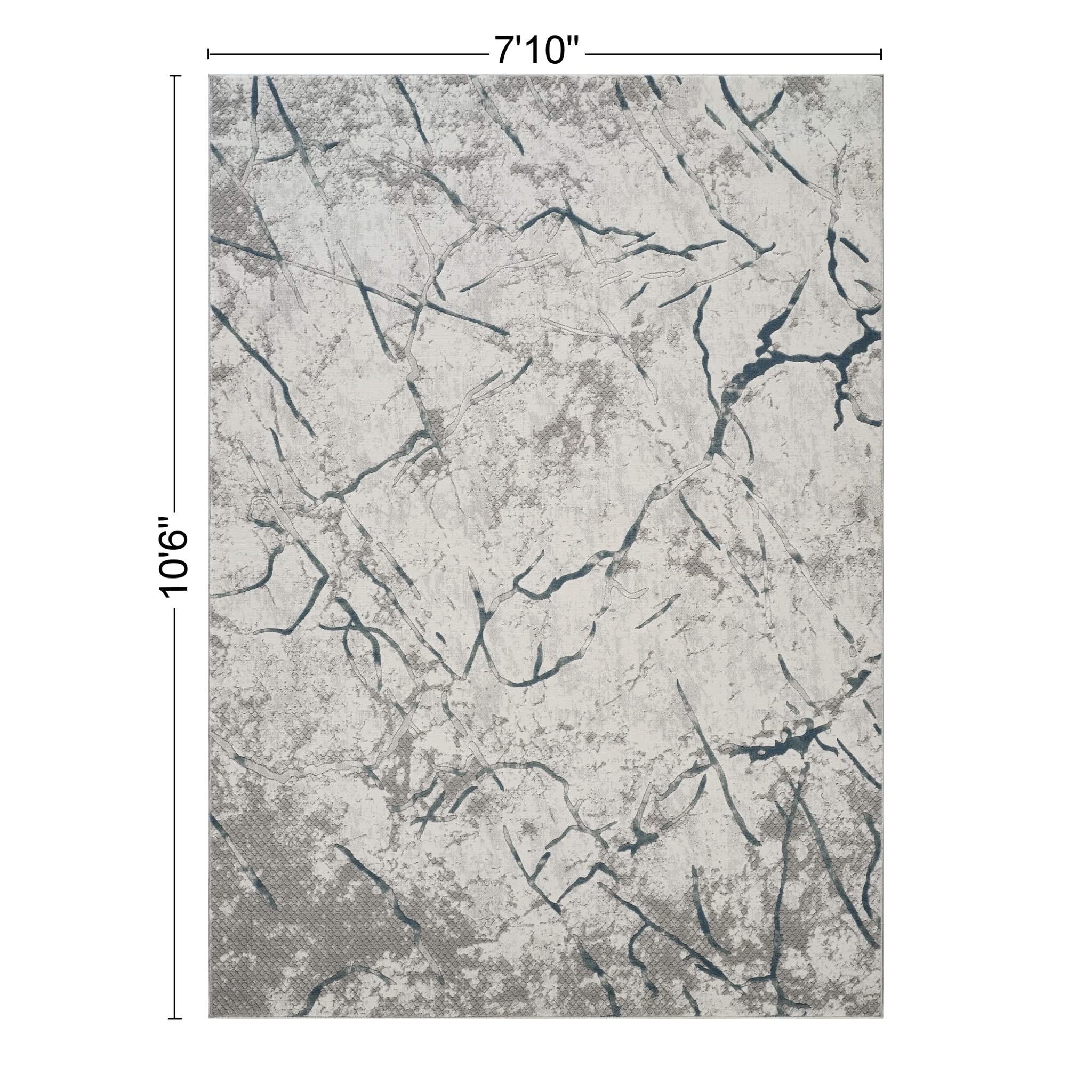 Geometrix - 7'10" X 10'6" Area Rug, Geometric 3D Effect - Ivory / Gray