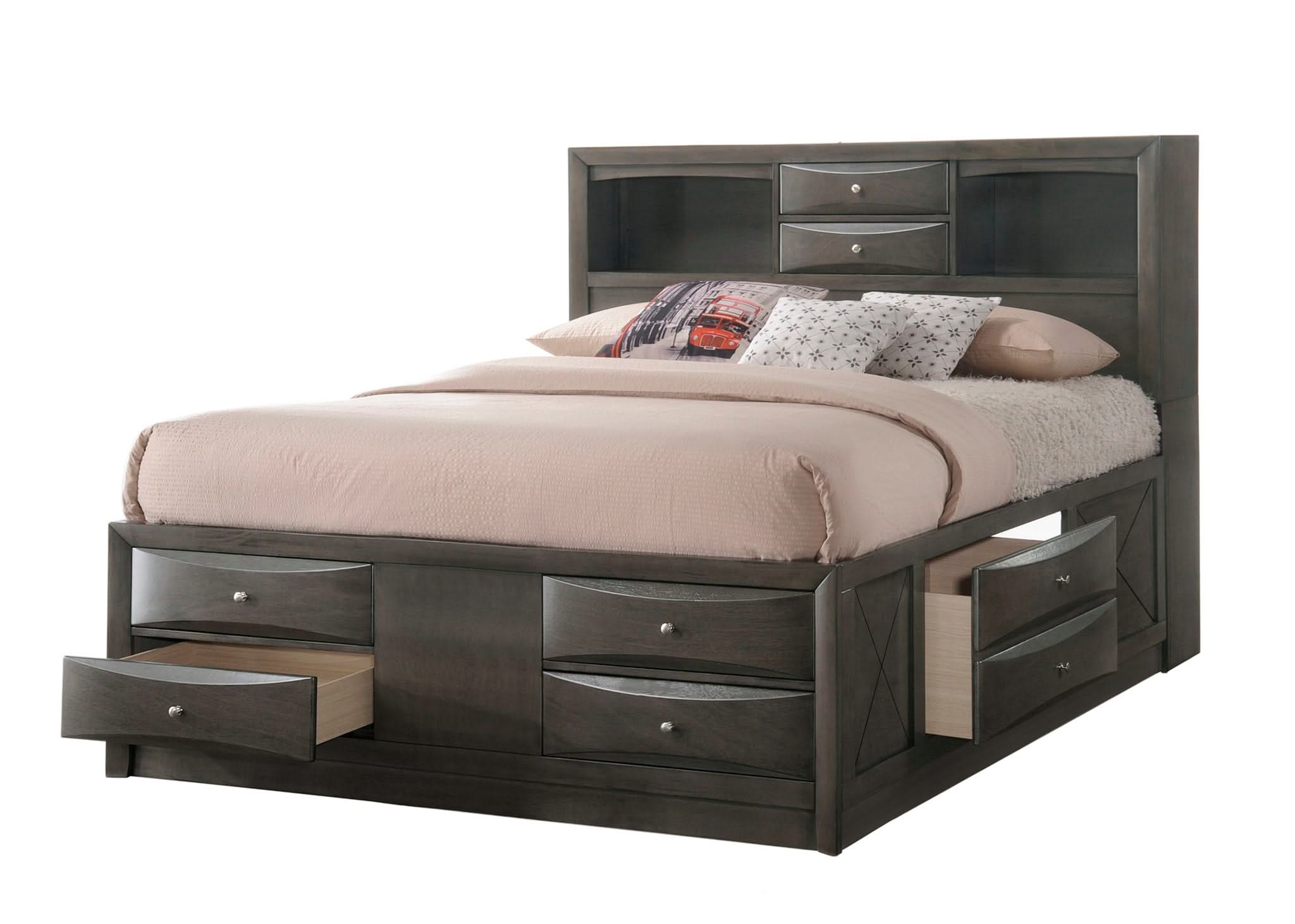 Emily - King 4 Piece Bedroom Set - Gray
