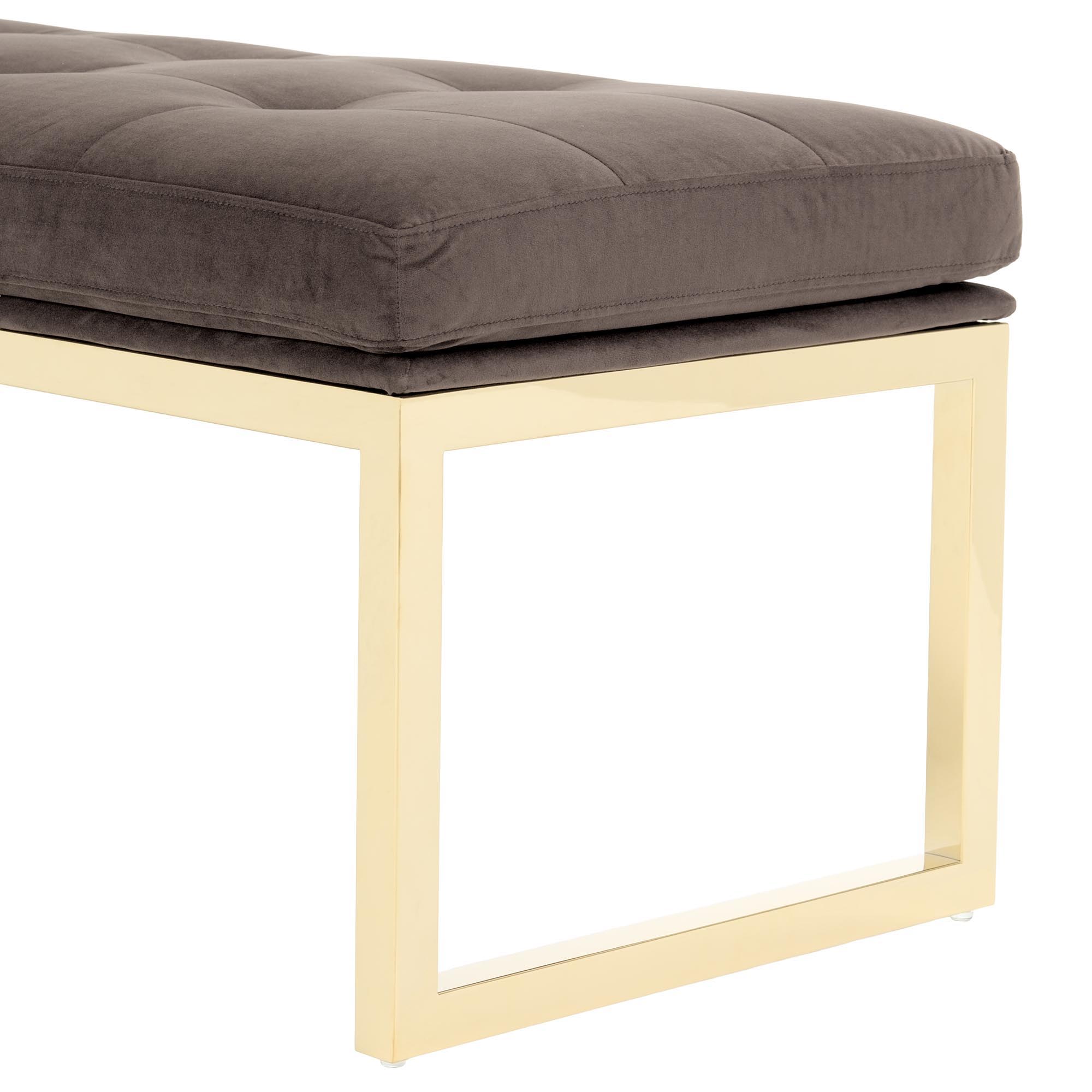 Signature Beds & Benches - Dahlia Velvet Accent Bench - Chocolate / Gold