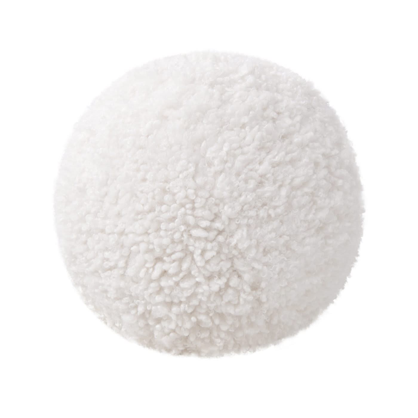 Ayla - Round Sphere Accent Ball Throw Pillow - Curly White