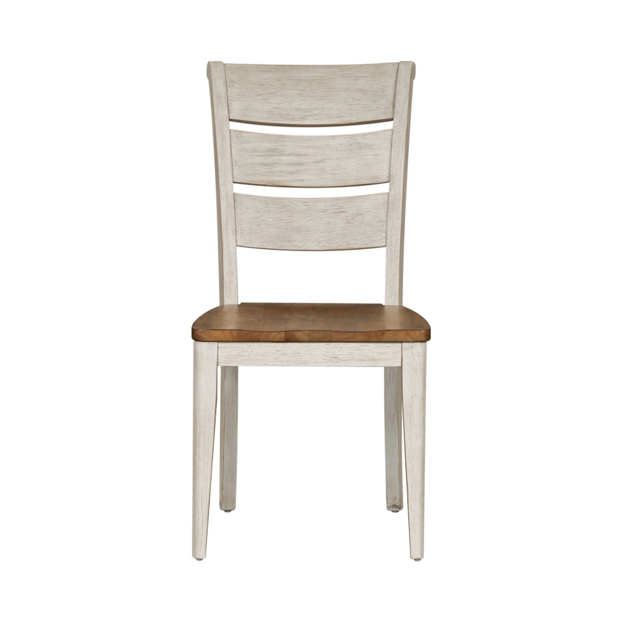 Farmhouse Reimagined - Ladder Back Side Chair - Antique White / Chestnut Tops