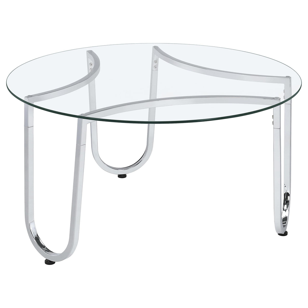 Beller 2-piece Round Tempered Glass Top Coffee Table Set Chrome