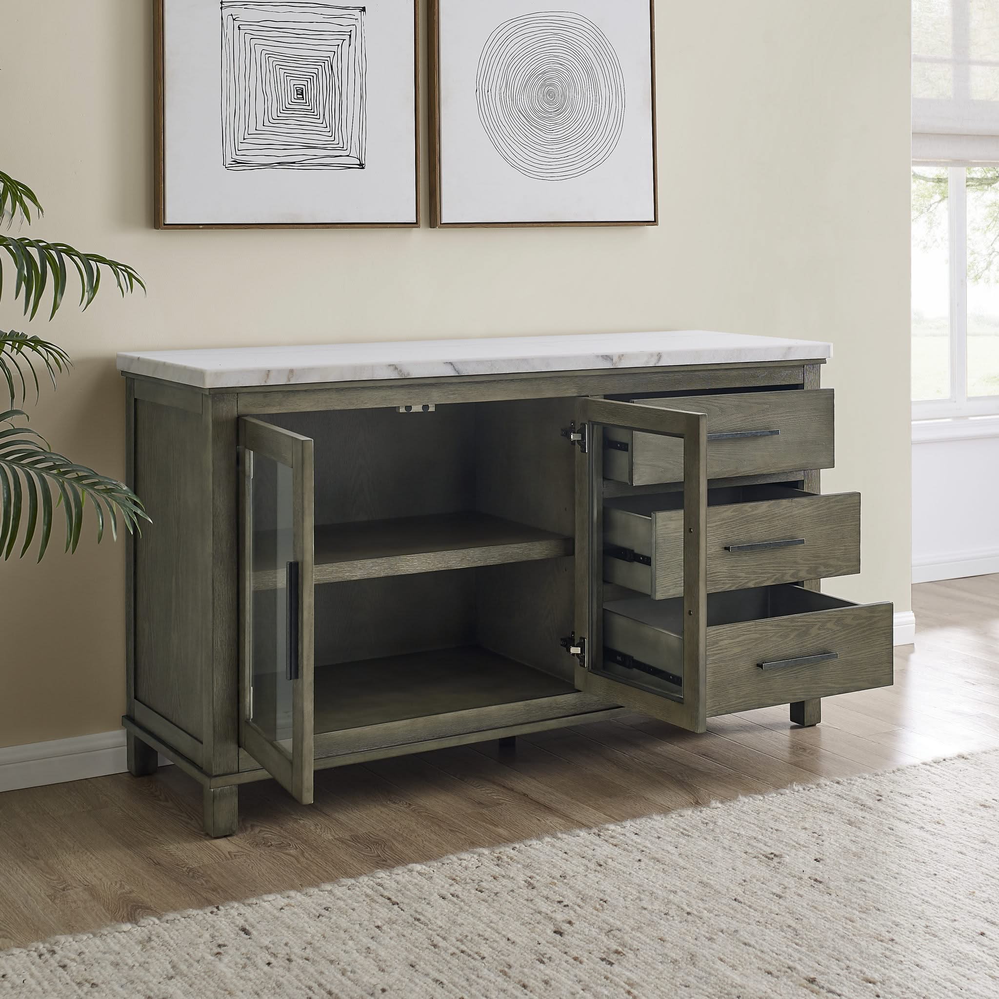 Grayson - Marble Top Server - White / Light Brown