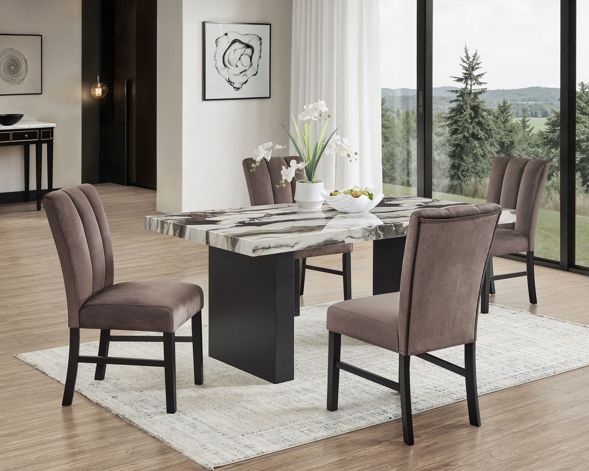 Vega - 6 Piece Dining Room Set - White / Gray