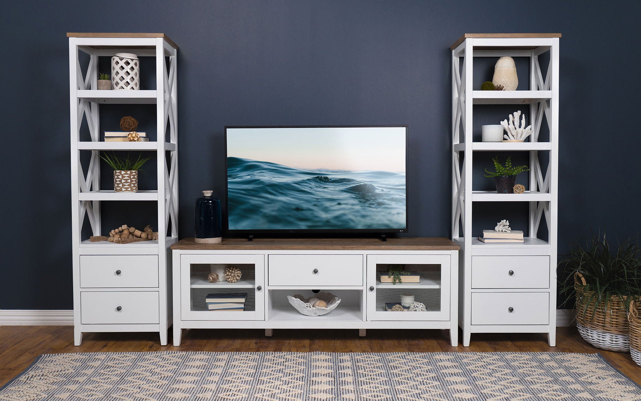 Hollis 3-piece 67-inch TV Stand Entertainment Center White