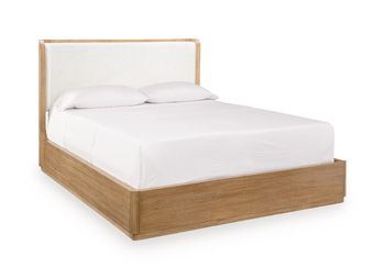 Pamaria - Queen Upholstered Headboard/Footboard/Slats - Light Brown