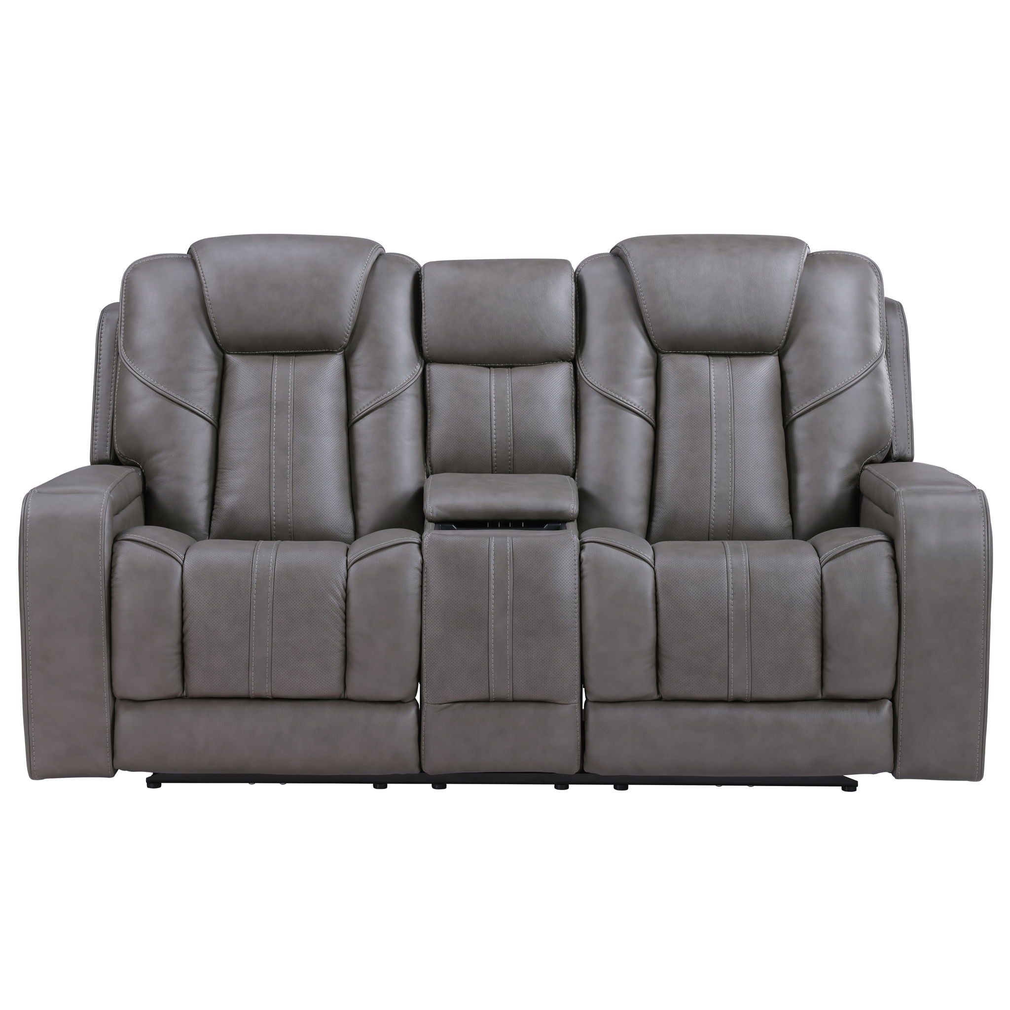 Daniel - 3 Piece Triple-Power Leather Reclining Set - Gray