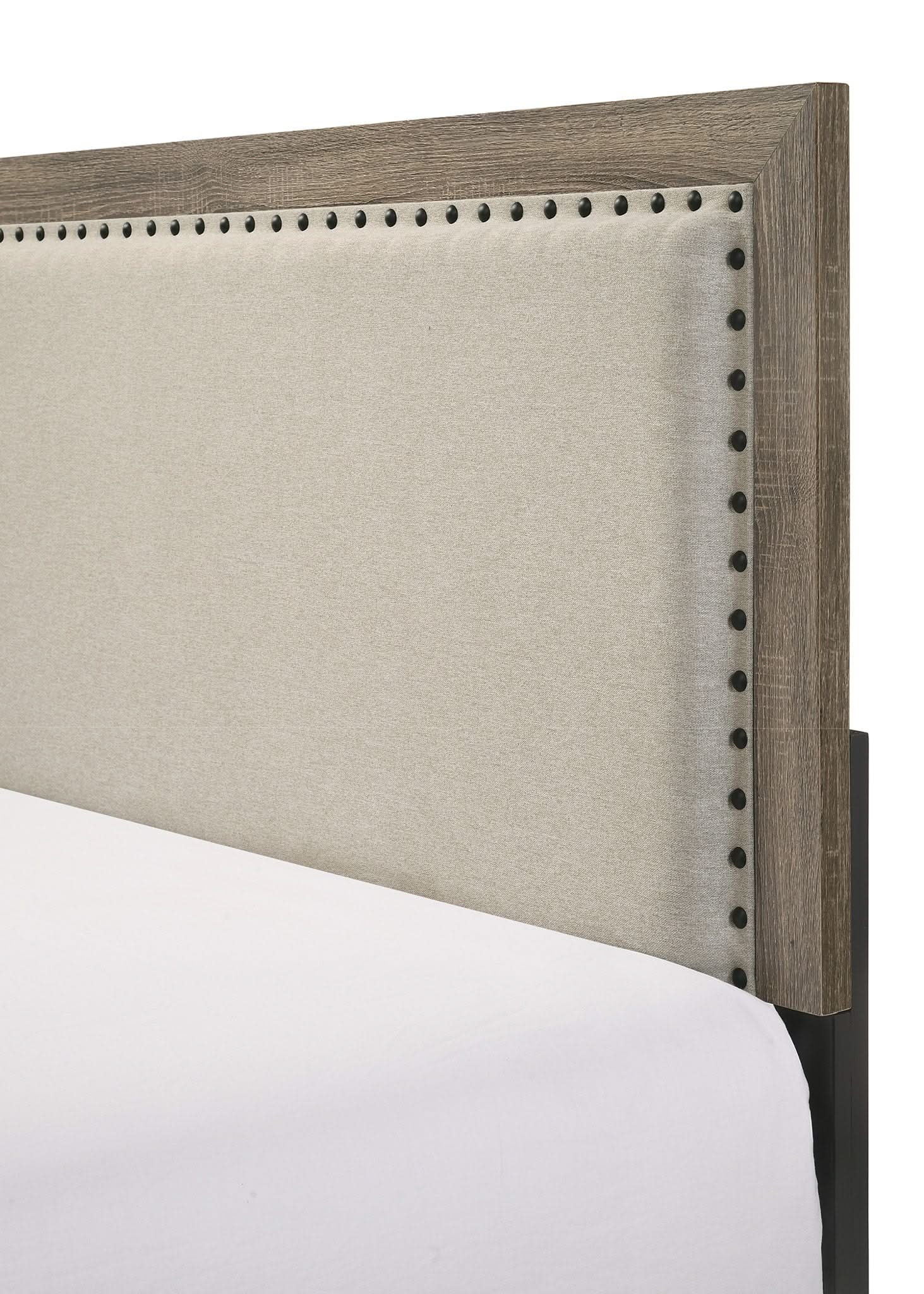 Millie - King 4 Piece Upholstered Bedroom Set - Warm Gray