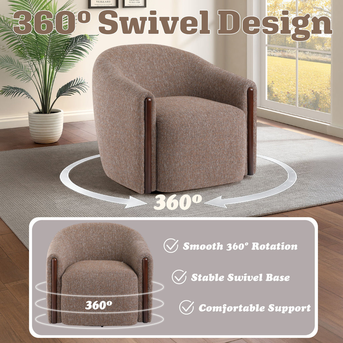 Ballona - Accent Chair With Swivel - Brown