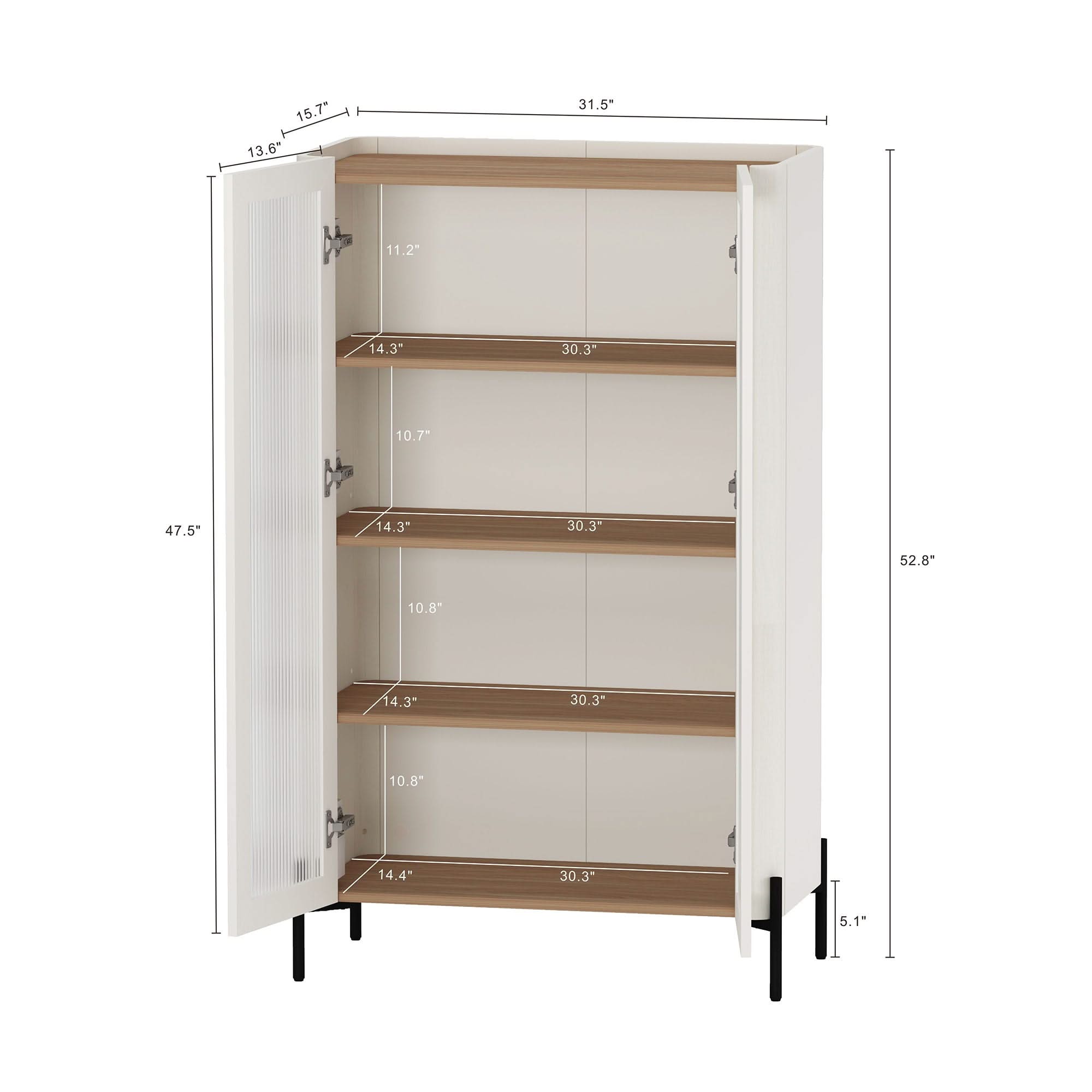 Abbey - Bookcase Cabinet With 4 Adjustable Shelves